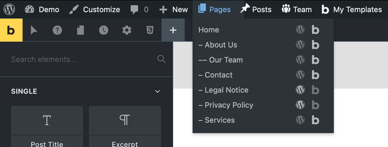 MA Admin Quick Nav - In Bricks Builder