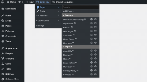 Admin Quick Navigation