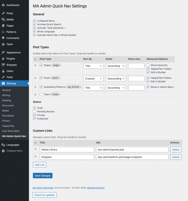 MA Admin Quick Nav - Settings