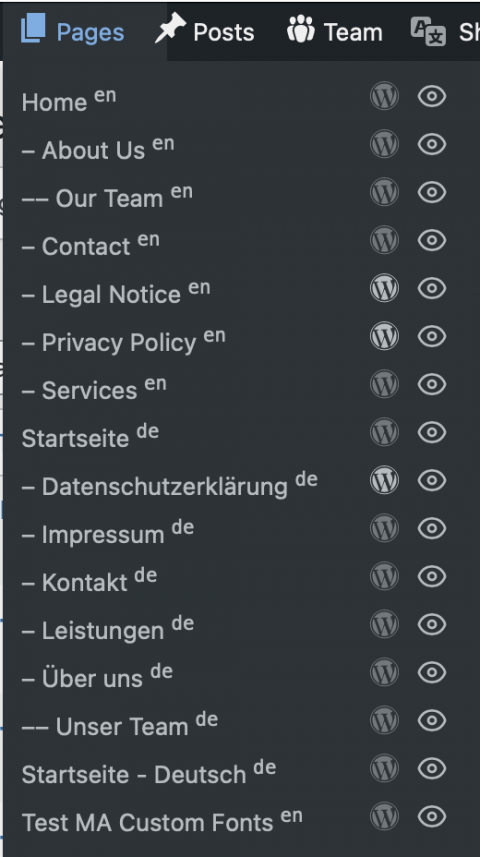 MA Admin Quick Nav - Show Language