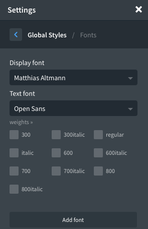 MA Custom Fonts - Oxygen global font weight settings