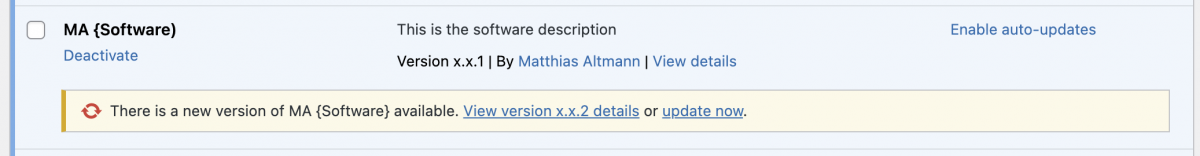 MA Software Plugin Update Notice